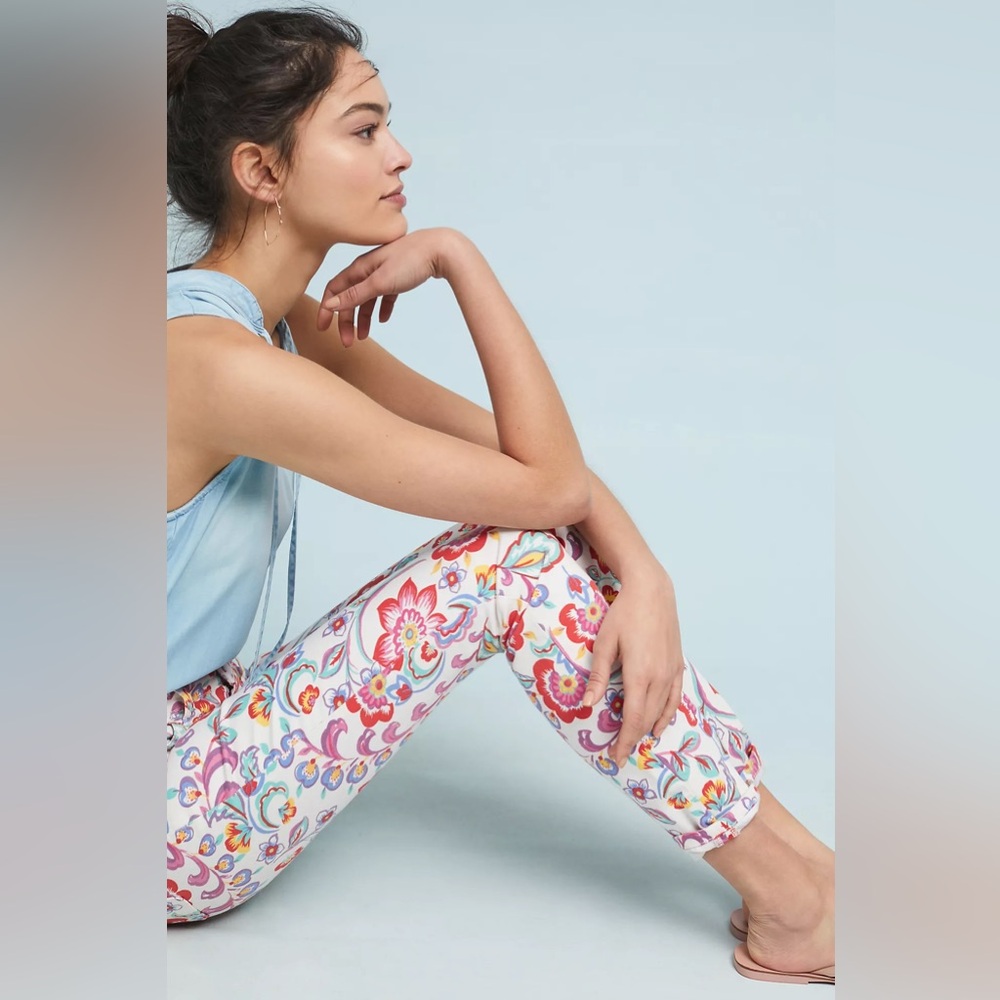 Anthropologie | Pilcro an the Letterpress - White and Pink Floral  Pants